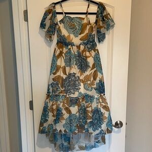 Cream Dress with Floral pattern